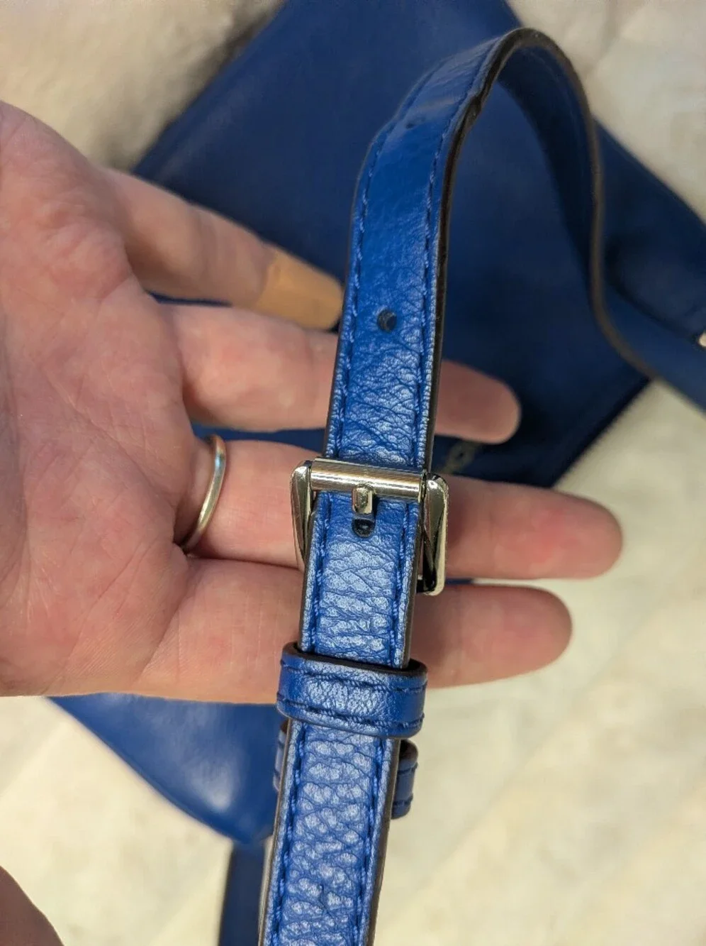 Michael Kors Navy Pebbled Leather Triple Zipper Crossbody